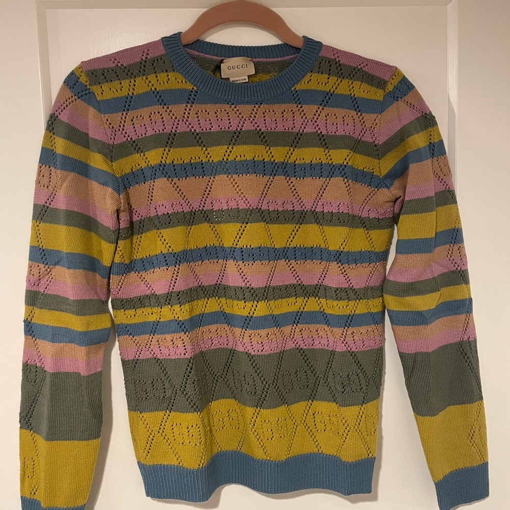 NWT Gucci Kids Womens multicolor GG sweater pullover top in size 12 years